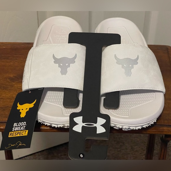 Under Armour Shoes Under Armour Project Rock Slides White Silver